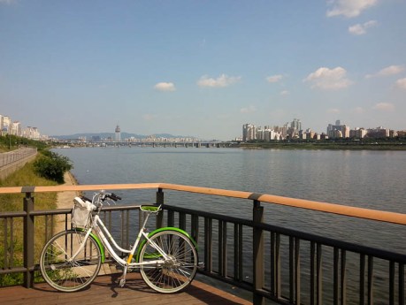 I rented a bike and cruised along the Han River in Seoul. It was such a beautiful day!