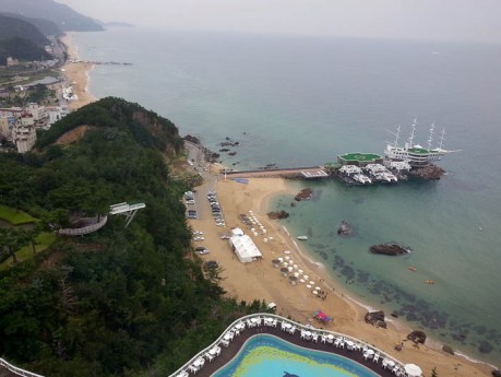 View from the bar on the top floor of Sun Cruise Resort in Jeongdongjin.