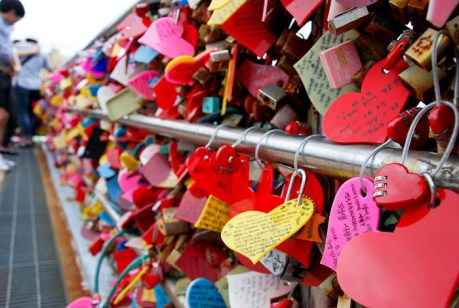 Locks of love at Busan Tower.
