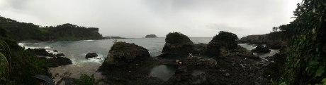 Panorama of the lagoons near Oedolgae Rock in Seogwipo.