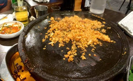 Depending on the type of grill at the restaurant, you can order rice to be fried up with the lefter bits and pieces of meat, kimchi and garlic. It's so good!