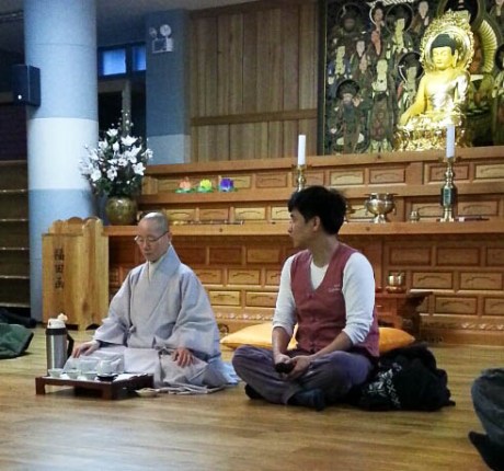 Sunim (the title for a Korean Buddhist monk) showed us the customary way to make, serve and enjoy tea.