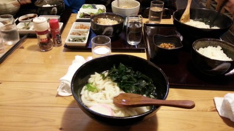 Udon with seaweed.